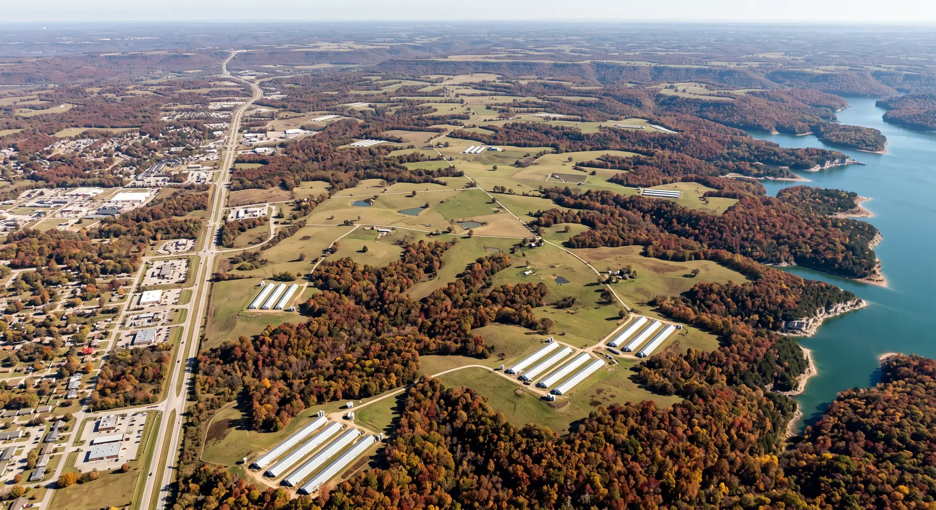 Aerial view of Benton County, Arkansas