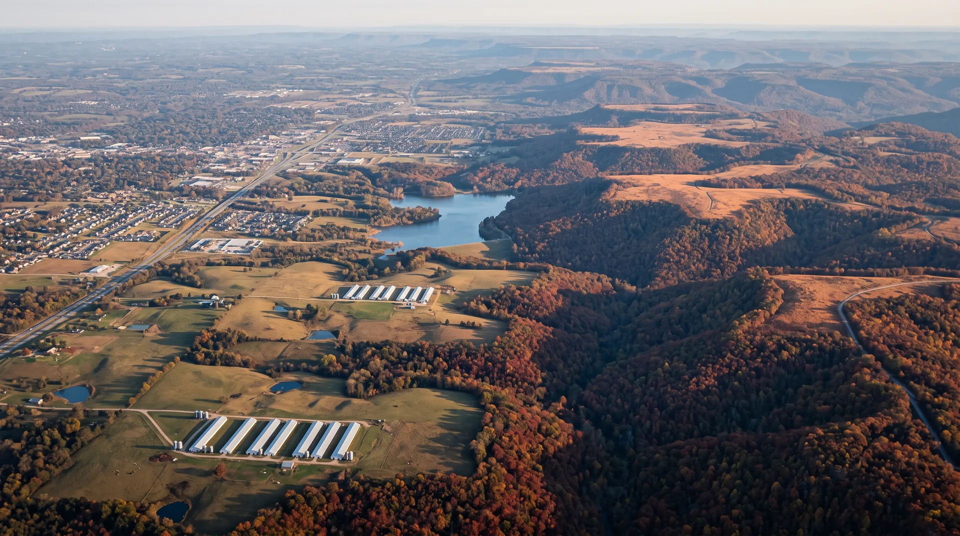 Aerial view of Washington County, Arkansas