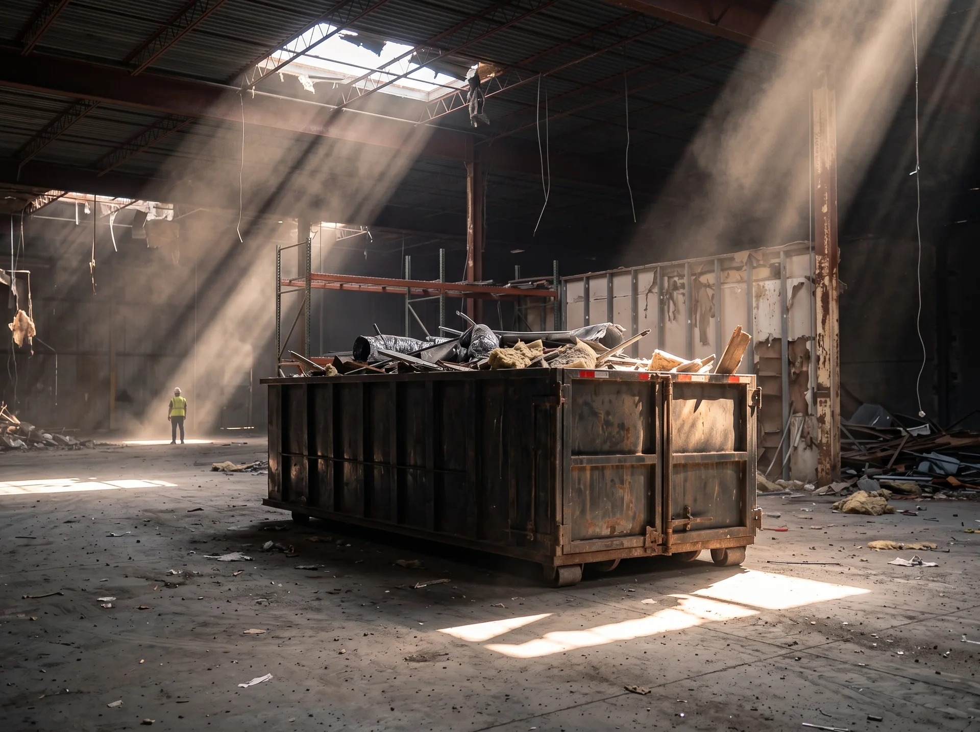 Dumpster for interior renovation debris