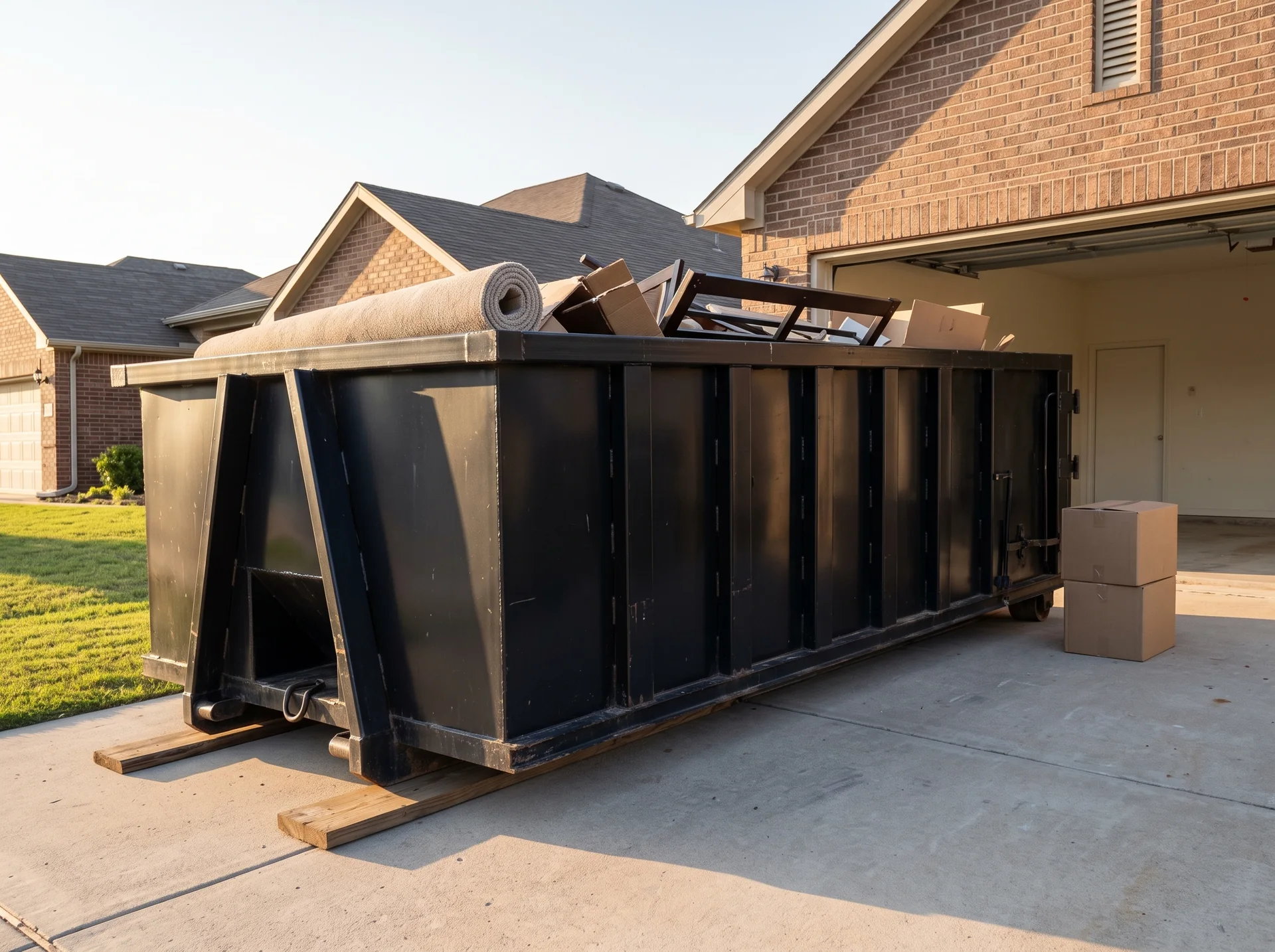 RZR dumpster for household cleanout driveway