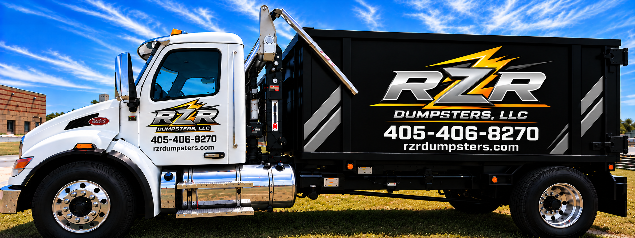 RZR Dumpsters roll-off truck with hooklift container